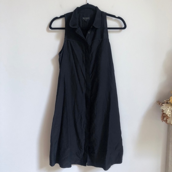 Rag & Bone Black Silk Bamboo Sleeveless Collared Dress - Picture 1 of 6